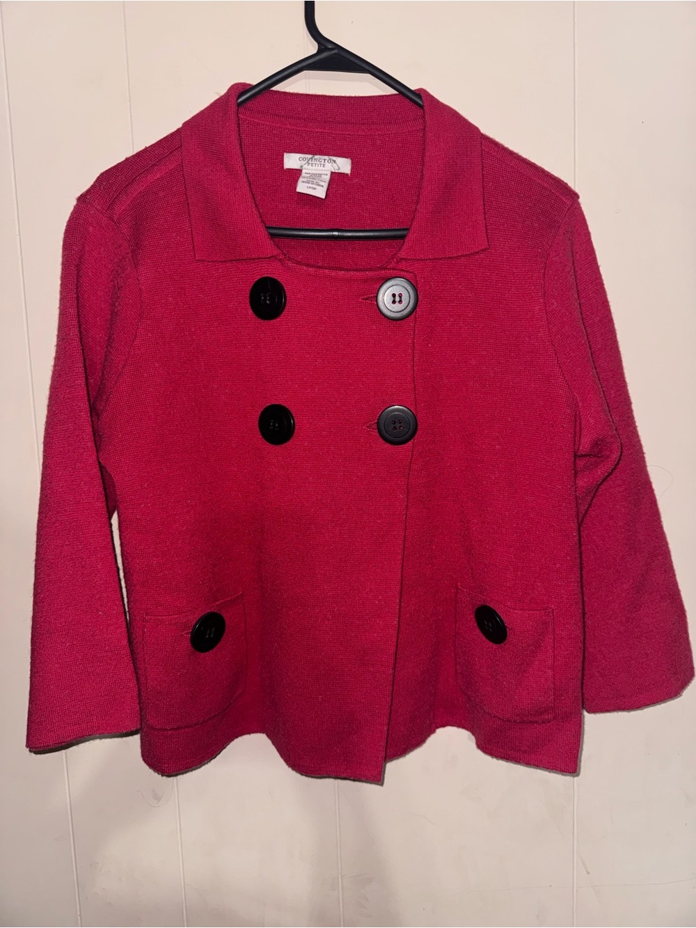 Covington Women's Red Pea Coat with Black Buttons